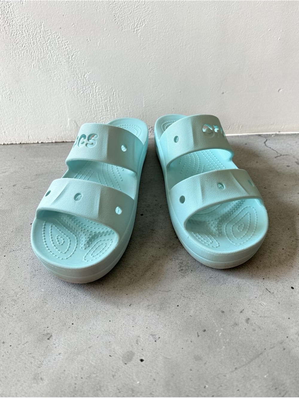 CROCS Women's Light Aqua Double Strap Slide Sandals